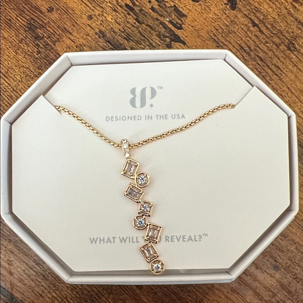 BP Always Fabulous Gold Necklace with floating stone style and box chain